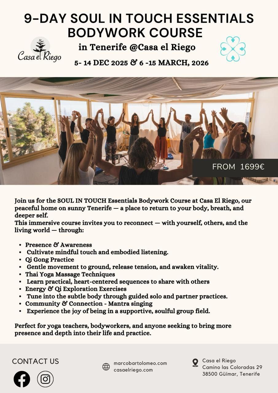 Event image for 9-Day SOUL IN TOUCH Thaï Yoga Bodywork Course - Tenerife